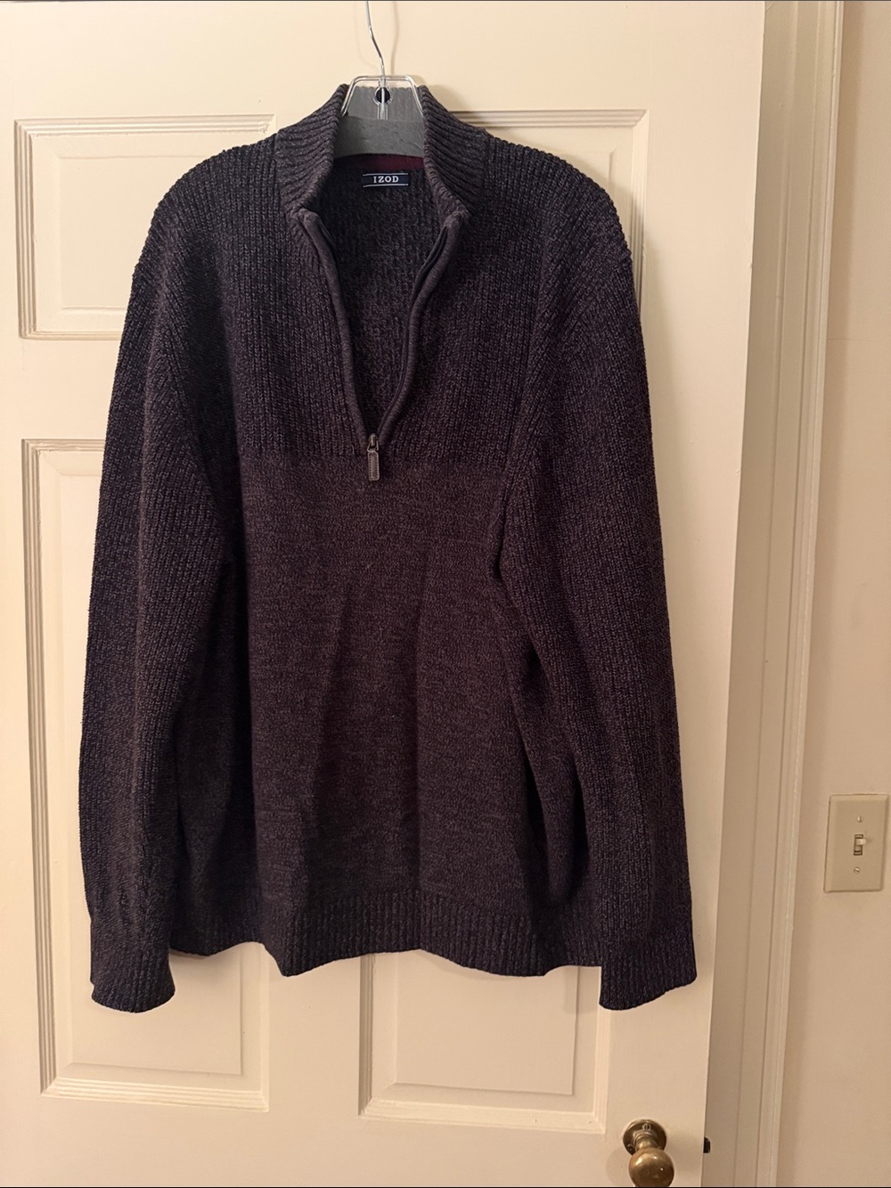 Izod Men's Zip-Neck Sweater in Charcoal